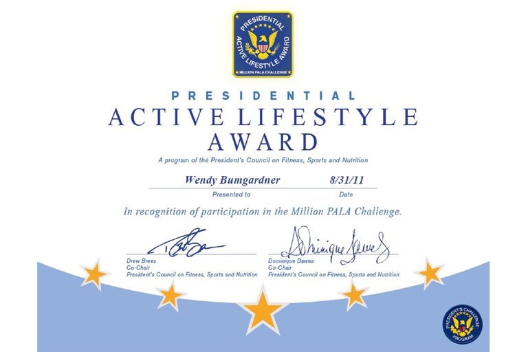Gana el Premio Presidential Active Lifestyles