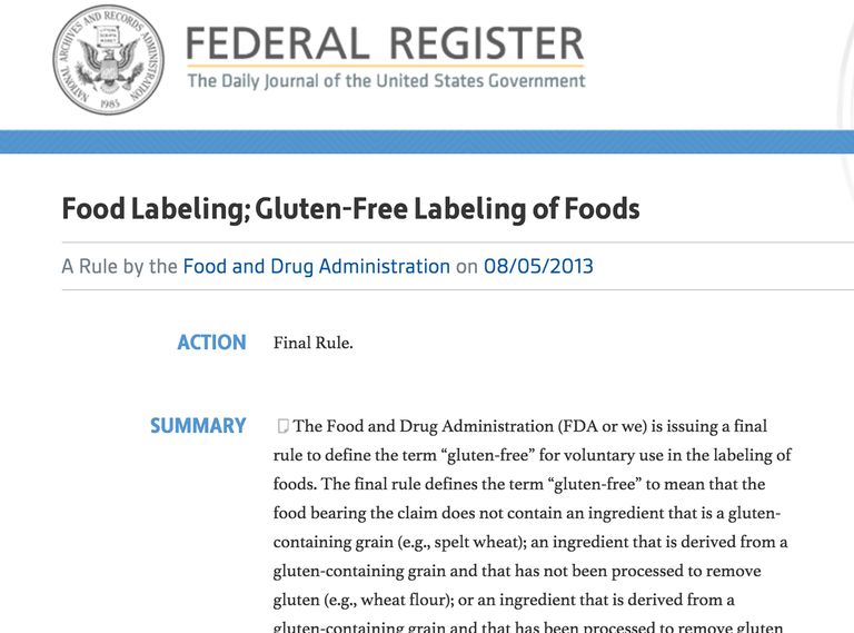 FDA establece el etiquetado 'sin gluten' en 20 partes por millón