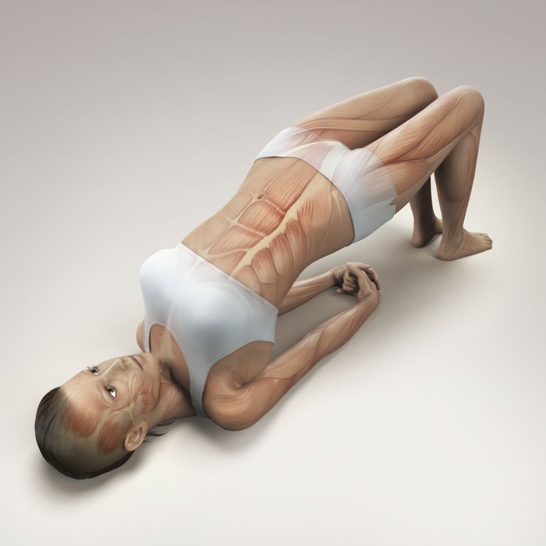 Postura de puente con soporte de yoga para el dolor de espalda
